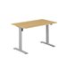 Høydejusterbart elektrisk skrivebord, grått stativ, bordplate i eik, 8 størrelser
