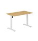Höj- & sänkbart elskrivbord, vitt stativ, bordsskiva i ek, 8 storlekar