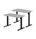 Höj- & sänkbart elskrivbord, svart stativ, grå bordsskiva, 8 storlekar
