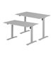 Höj- & sänkbart elskrivbord, grått stativ, grå bordsskiva, 8 storlekar