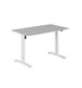 Høydejusterbart elektrisk skrivebord, hvitt stativ, grå bordplate, 8 størrelser