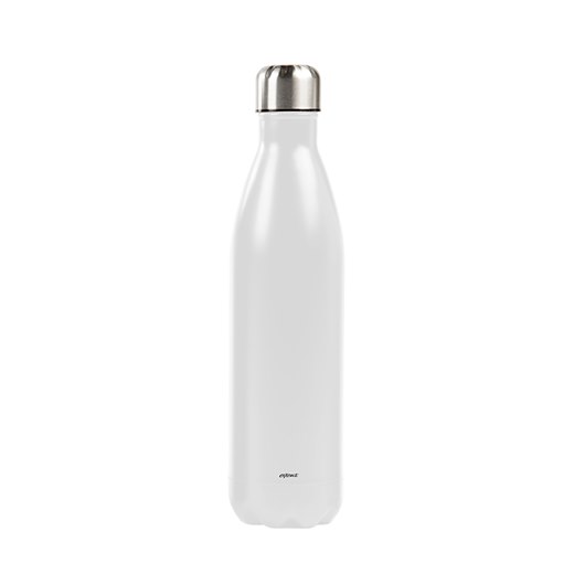 Ståltermos flaska, 0,75 L, vit, skruvkork
