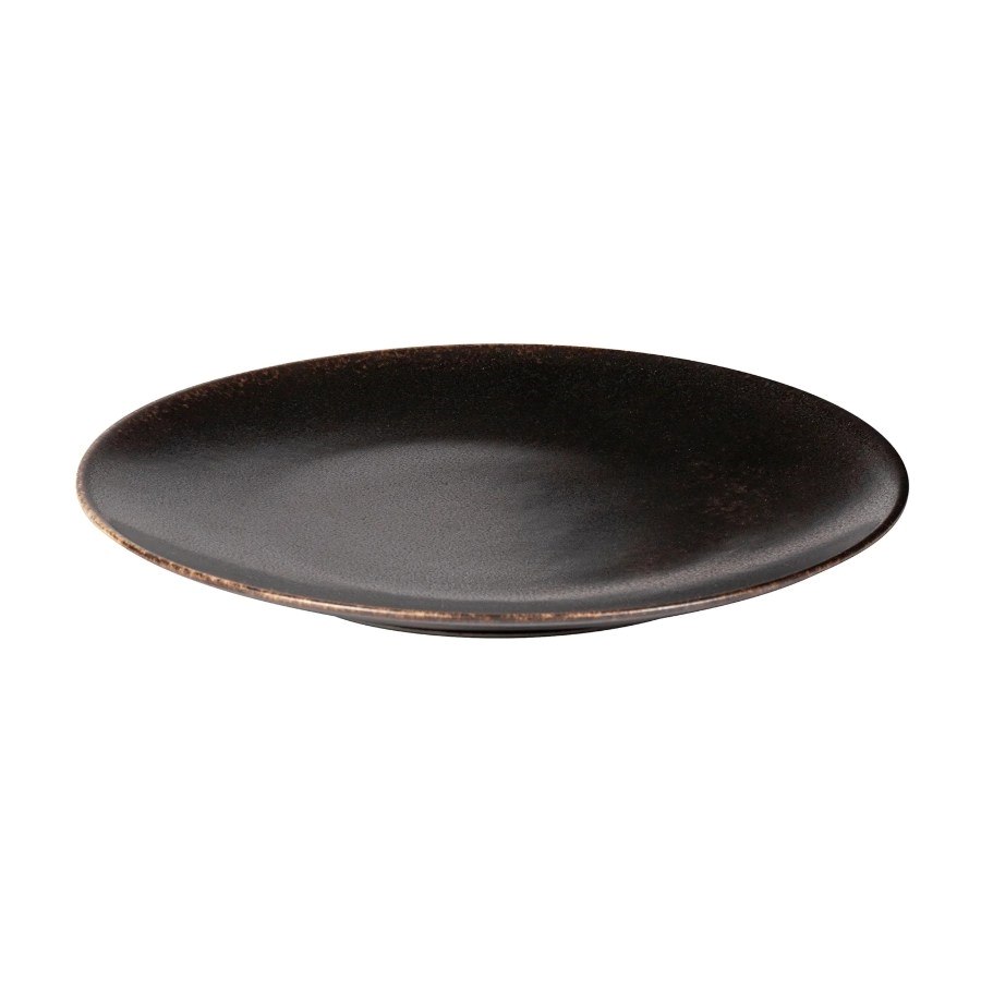 Tallrik Rhea, dia 22 cm, flat, brun/svart