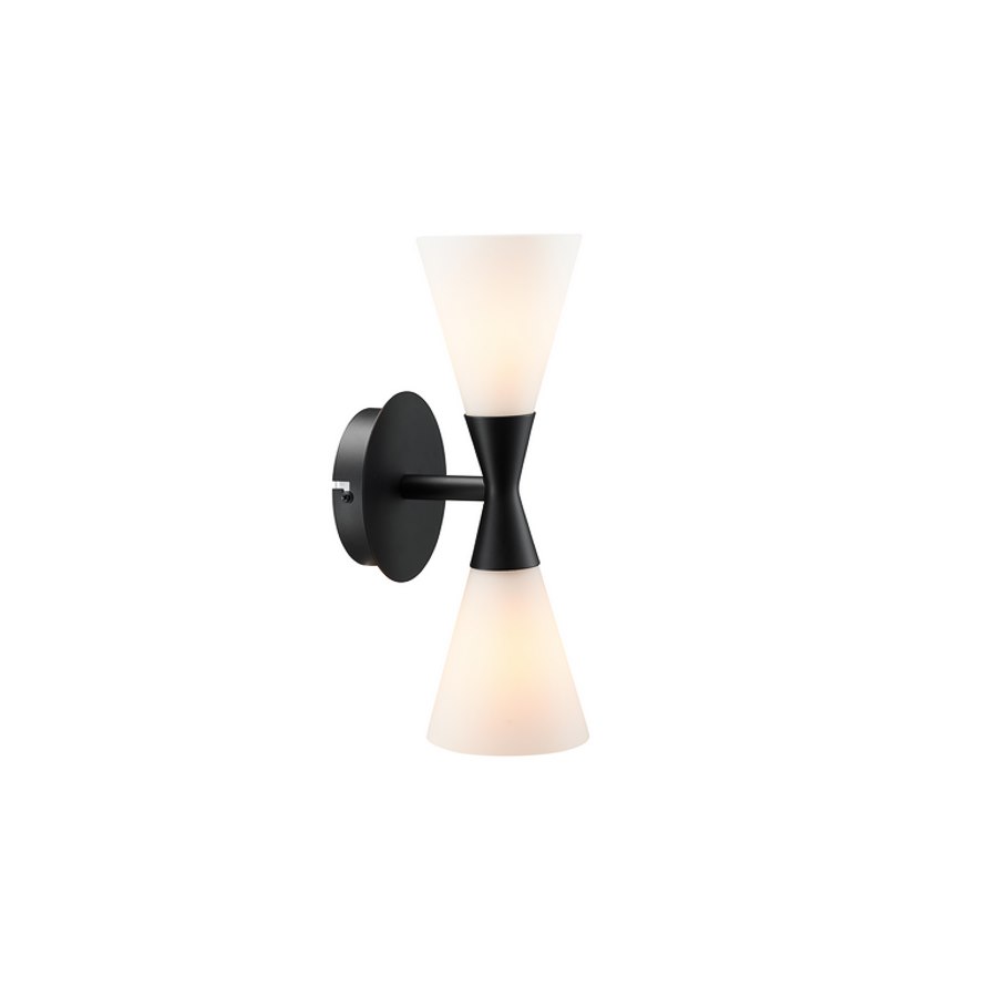 Vägglampa Harlekin Duo, mattsvart E14