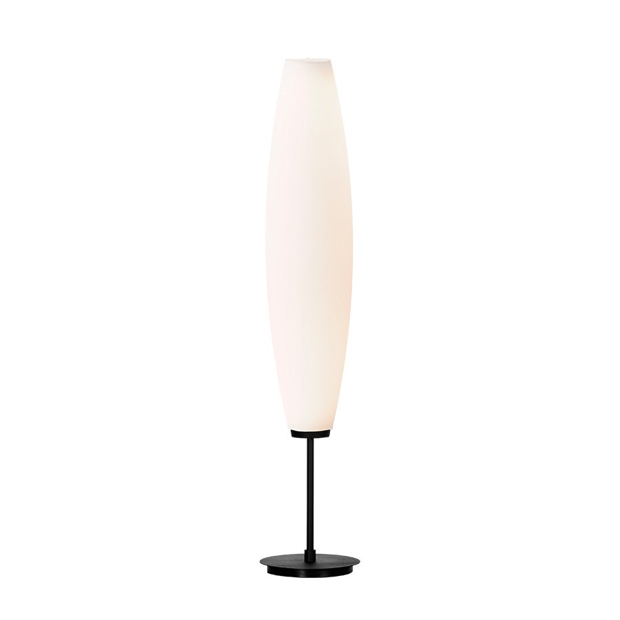 Golvlampa Zenta, svartstruktur/opalglas LED
