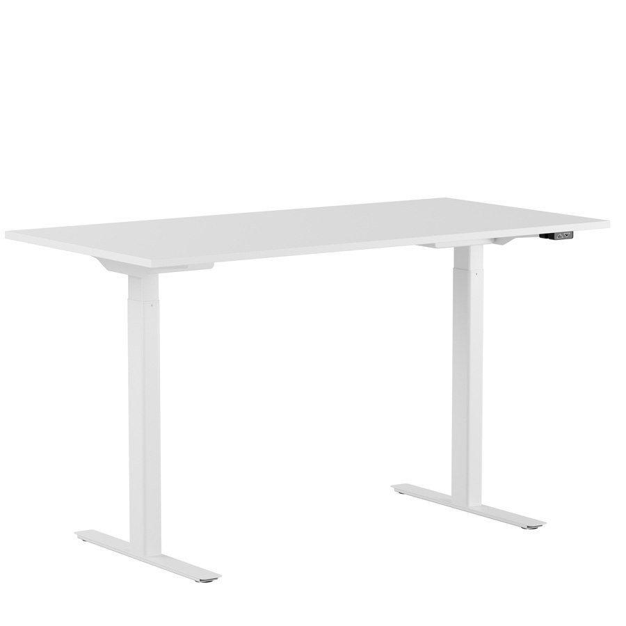 Höj och sänkbart skrivbord, 2-motorigt, vitt stativ, vit bordsskiva 140x70cm