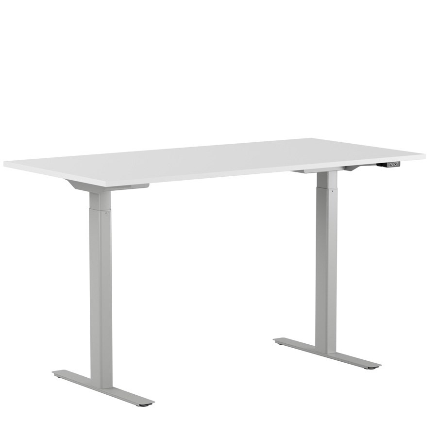 Höj och sänkbart skrivbord, 2-motorigt, grått stativ, vit bordsskiva 120x60cm