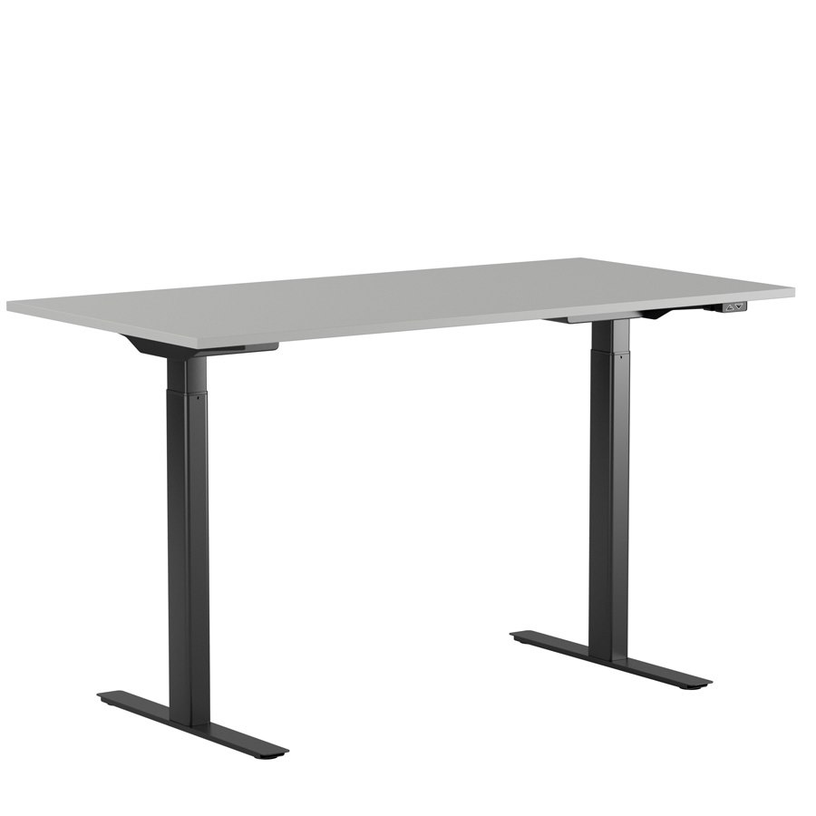 Höj och sänkbart skrivbord, 2-motorigt, svart stativ, grå bordsskiva 100x70cm