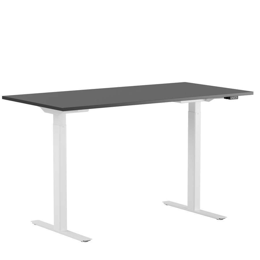Höj och sänkbart skrivbord, 2-motorigt, vitt stativ, svart bordsskiva 120x80cm
