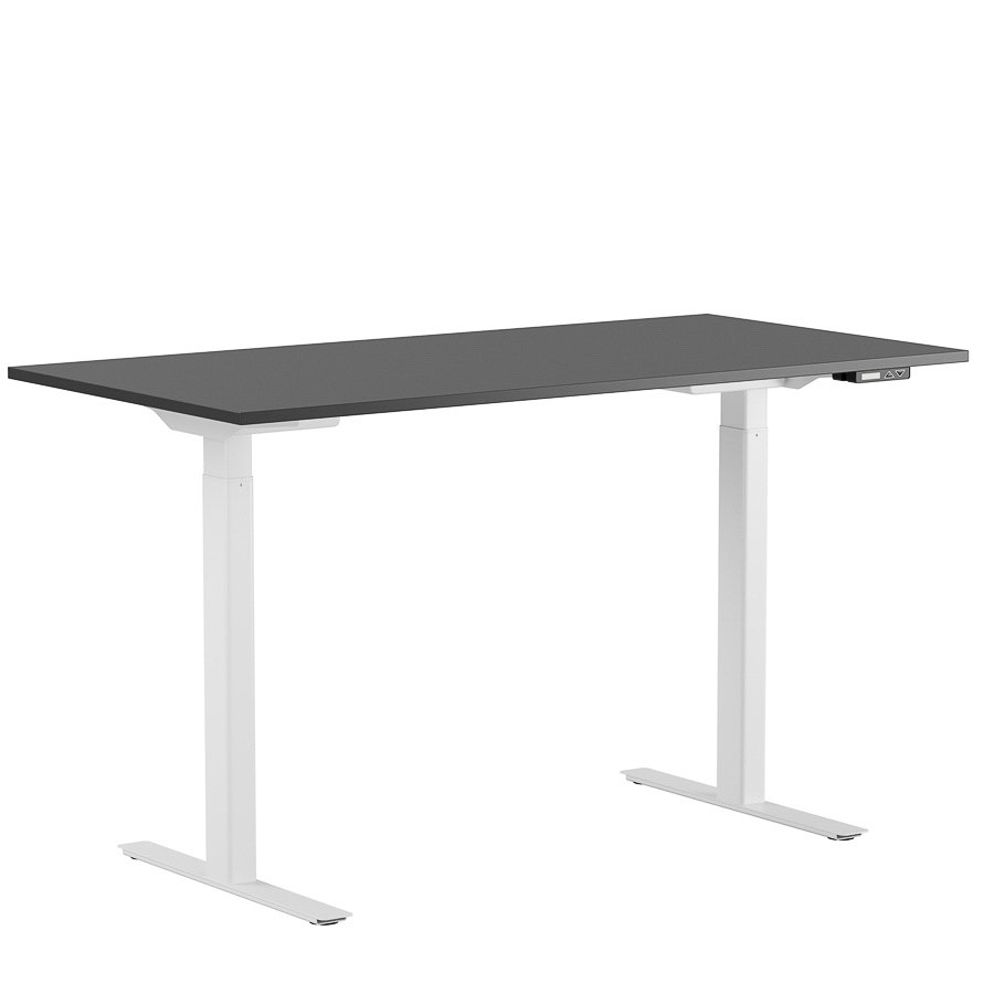 Höj och sänkbart skrivbord, digital display, vitt stativ, svart bordsskiva 120x60 cm