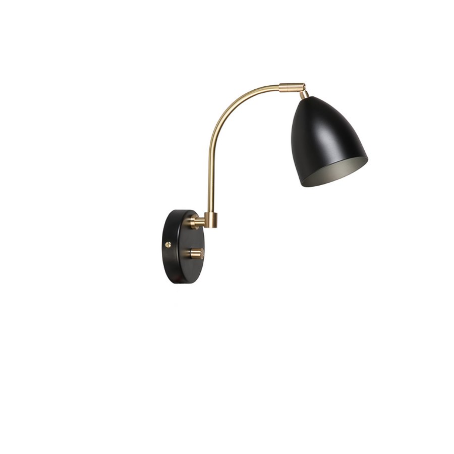 Vägglampa Deluxe, svart/mässing MR16
