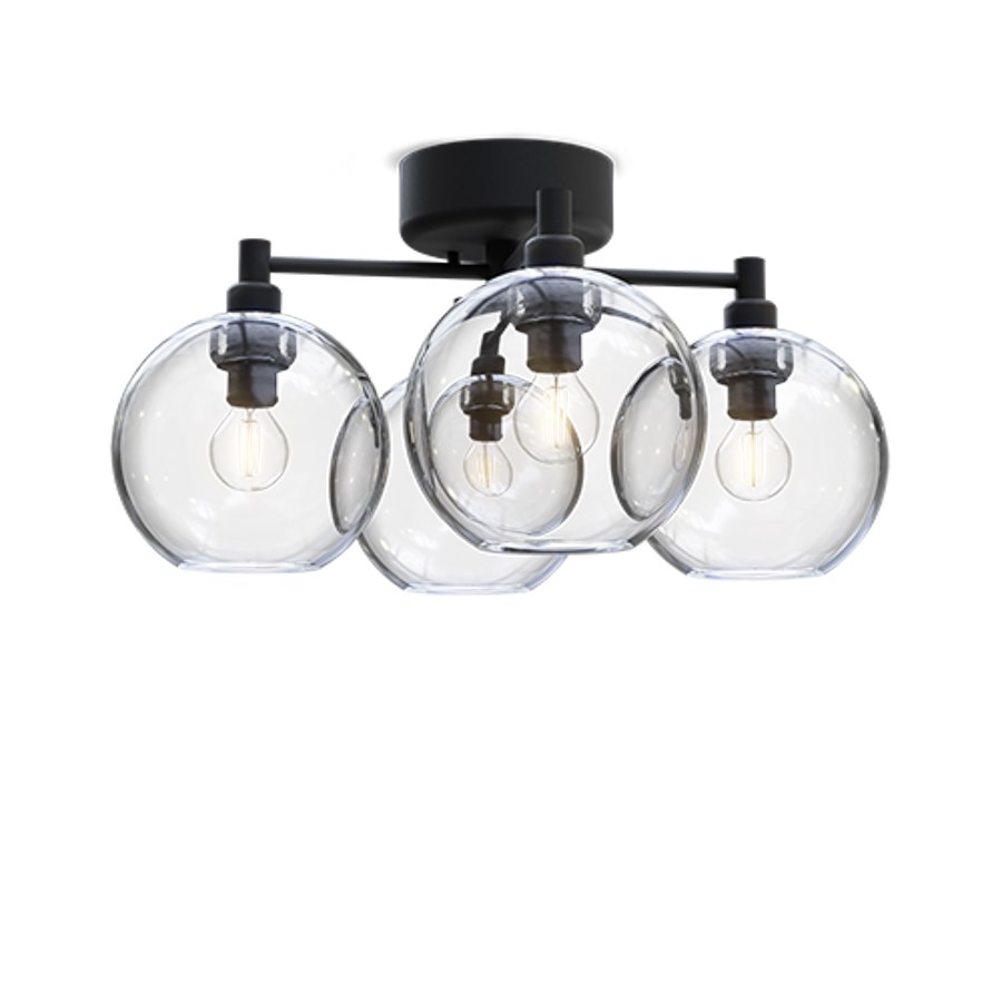 Plafond Gloria, dia 46 cm, svartstruktur/klart glas E14