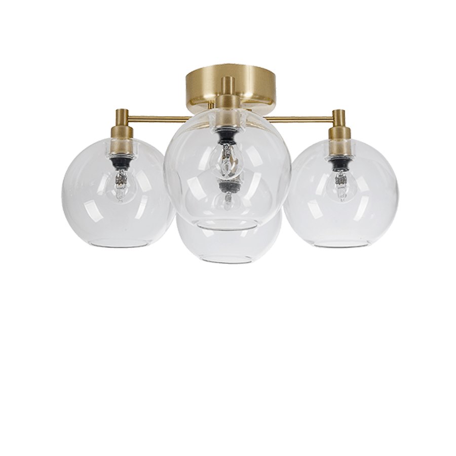 Plafond Gloria, dia 46 cm, mässing/klart glas E14