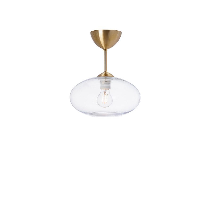 Plafond Bullo, dia 27 cm, mässing/klarglas E27