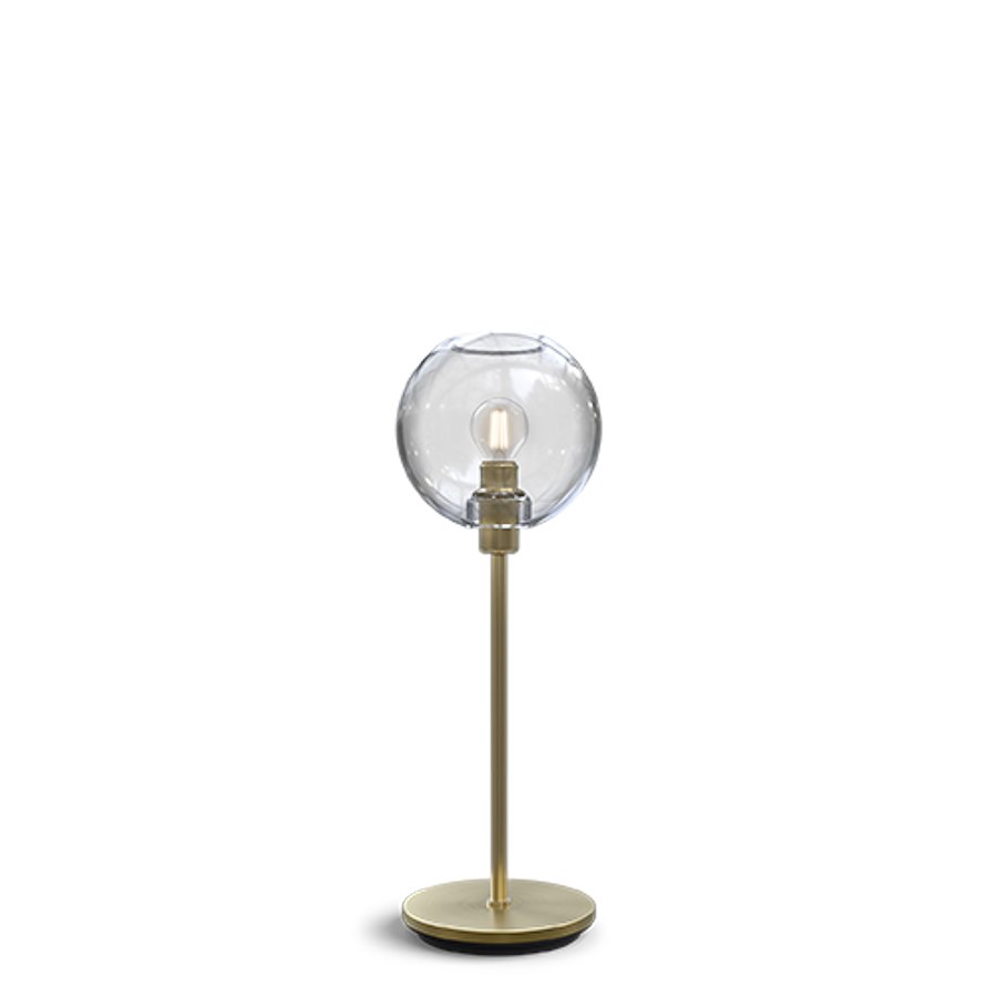 Bordslampa Gloria, mässing/klart glas E14