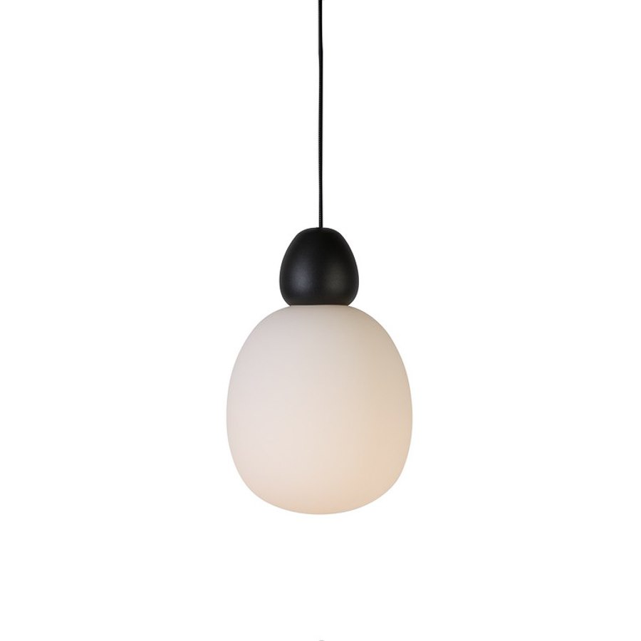 Pendel Buddy, dia 18,4 cm, svartstruktur/opalglas E14