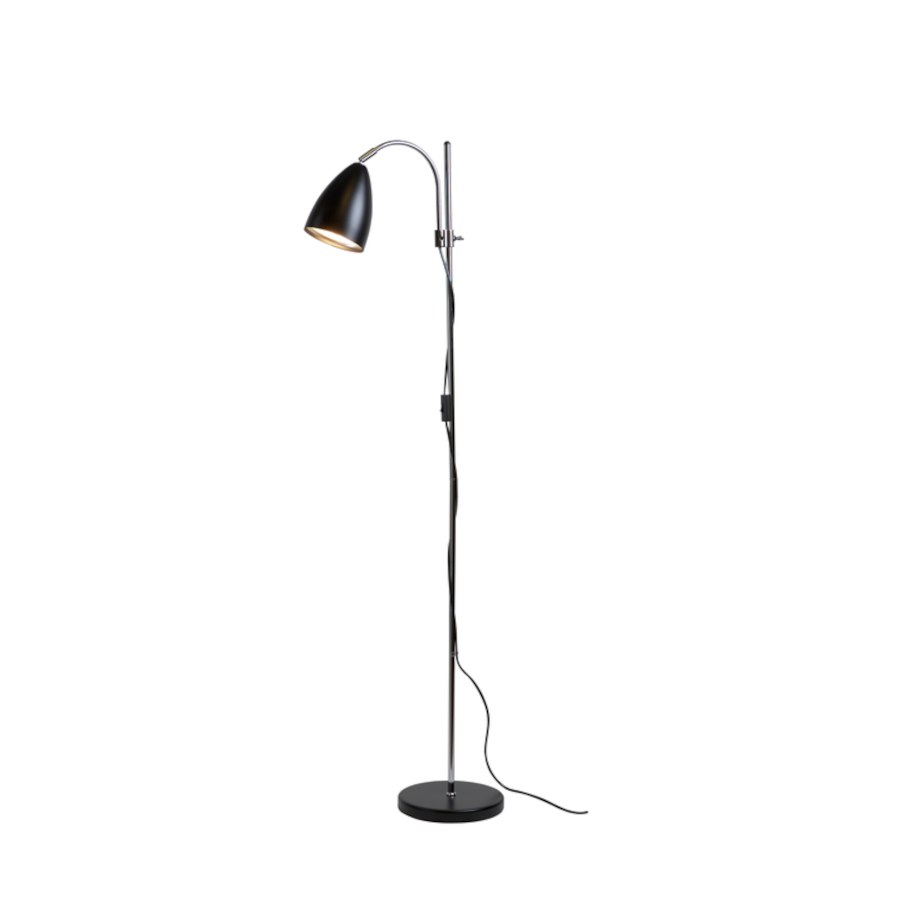 Golvlampa Sway, svart/krom E27