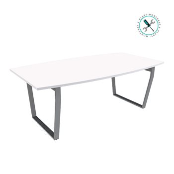 Konferensebord Type med 4 bein, Hvit bordplate, stativ i silver, höjd 74 cm, 2 størrelser