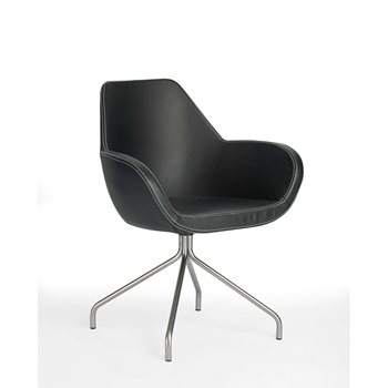 Konferansestol FAN 10HS, designstol i imitert skinn, svart