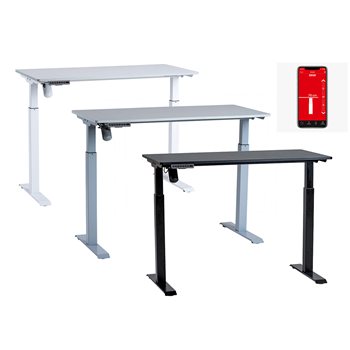Höj- & sänkbart bordsstativ, DeskFrame II, panel/appstyrning, 3 färger