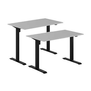 Høydejusterbart elektrisk skrivebord, svart stativ, grå bordplate, 8 størrelser
