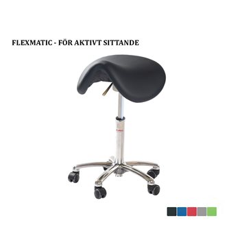 Sadelstole Dalton FlexmaticSeat, sitthøyde 53-77 cm, tekstil eller kunstleder, 5 farger