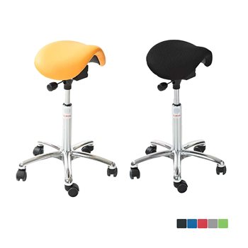 Sadelstole Mini EasySeat, sittehøyde 58-77 cm, tekstil eller kunstleder, 5 farger.