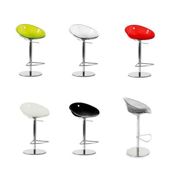 Barstol Gliss justerbar, plast/krom, 6 färger, sitthöjd 60 - 85 cm