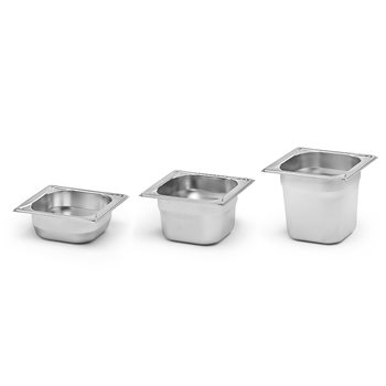 Kantine, GN 1/6, uten håndtak, rustfritt stål, flere størrelser