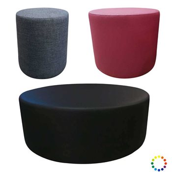 Rund sittepuff - 3 størrelser, valgfri farge på trekk