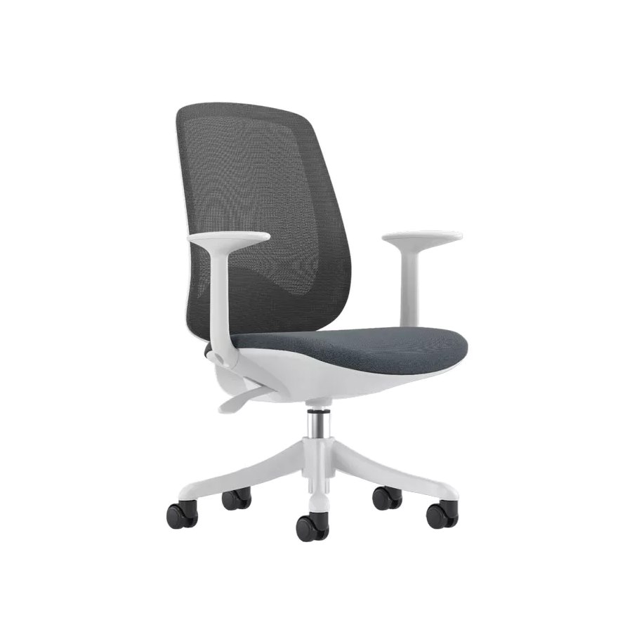 Kontorsstol Lysekil mörkgrå mesh, vitt underrede