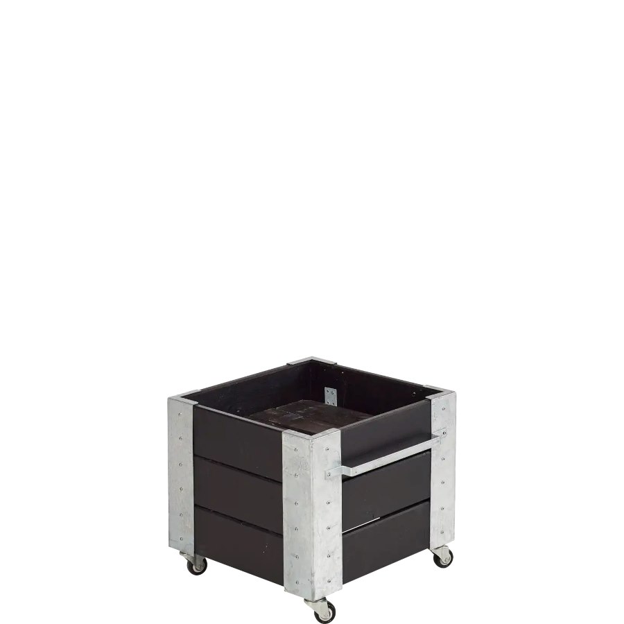 Blomlåda Cubic, 46x50x45 cm, svart/silver