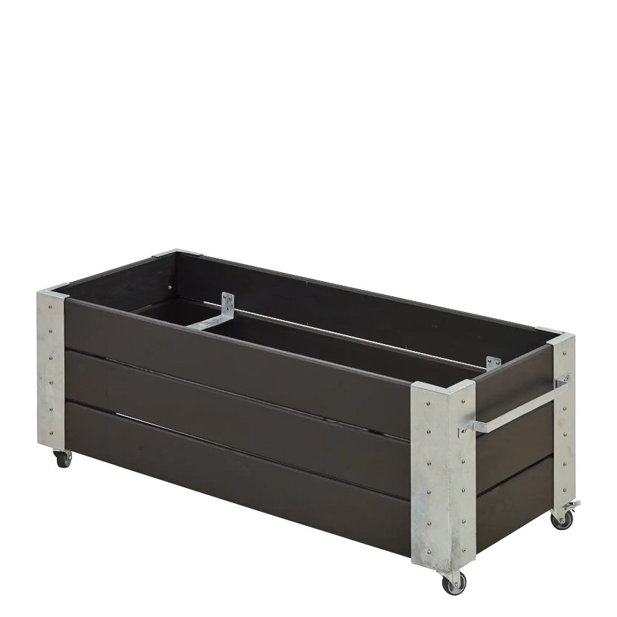 Blomlåda Cubic, 120x50x45 cm, svart/silver