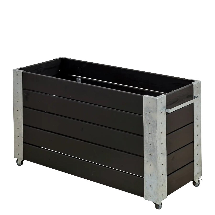 Blomlåda Cubic, 120x50x70 cm, svart/silver