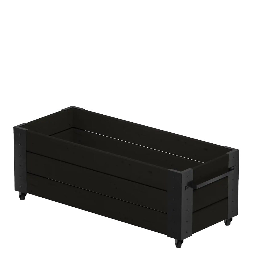Blomlåda Cubic, 120x50x45 cm, svart/svart