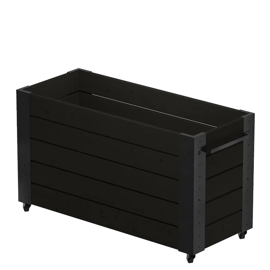Blomlåda Cubic, 120x50x70 cm, svart/svart