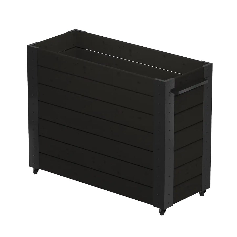 Blomlåda Cubic, 120x50x95 cm, svart/svart