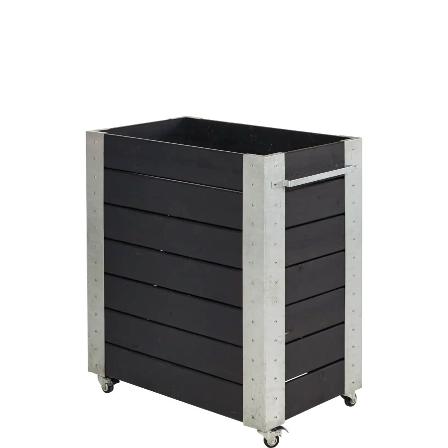 Blomlåda Cubic, 87x50x95 cm, svart/silver