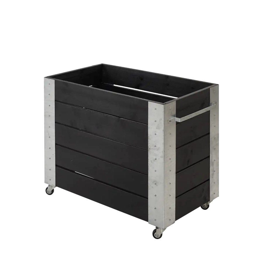 Blomlåda Cubic, 87x50x70 cm, svart/silver