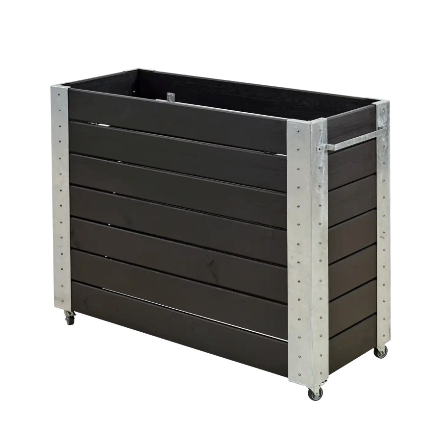 Blomlåda Cubic, 120x50x95 cm, svart/silver