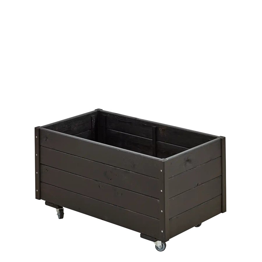 Blomlåda Standard, 88x48x47 cm, hjul, svart