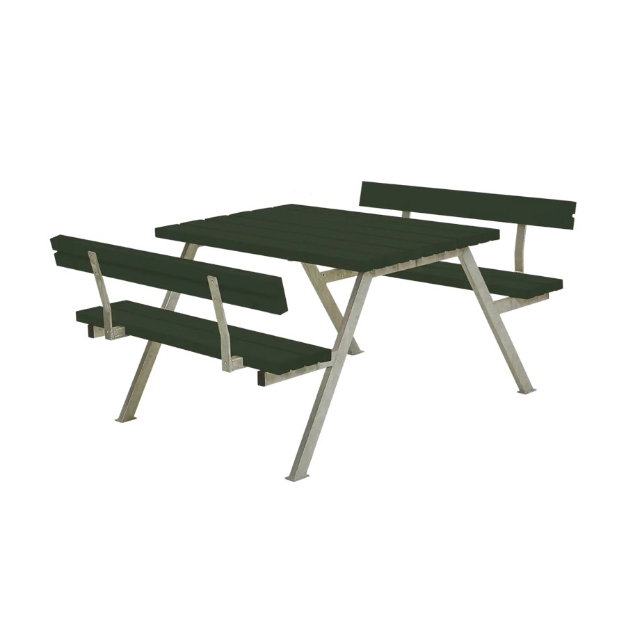 Bänkset Alpha, 4-sits, ryggstöd, grön