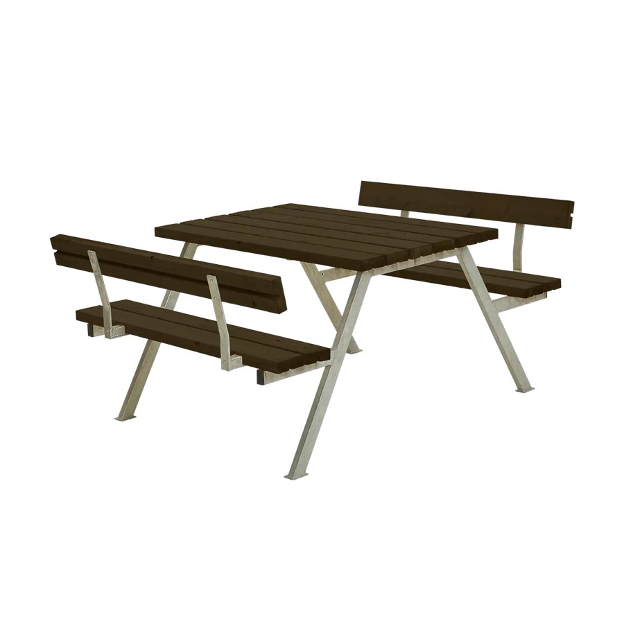 Bänkset Alpha, 4-sits, ryggstöd, svart