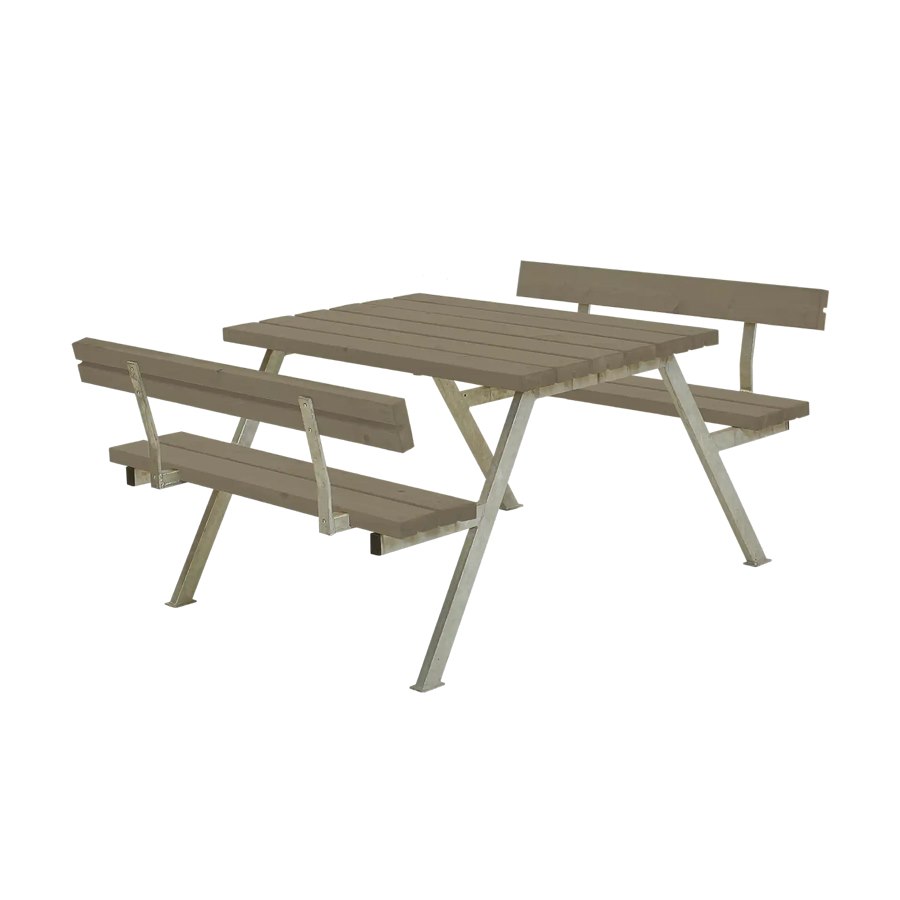 Bänkset Alpha, 4-sits, ryggstöd, gråbrun