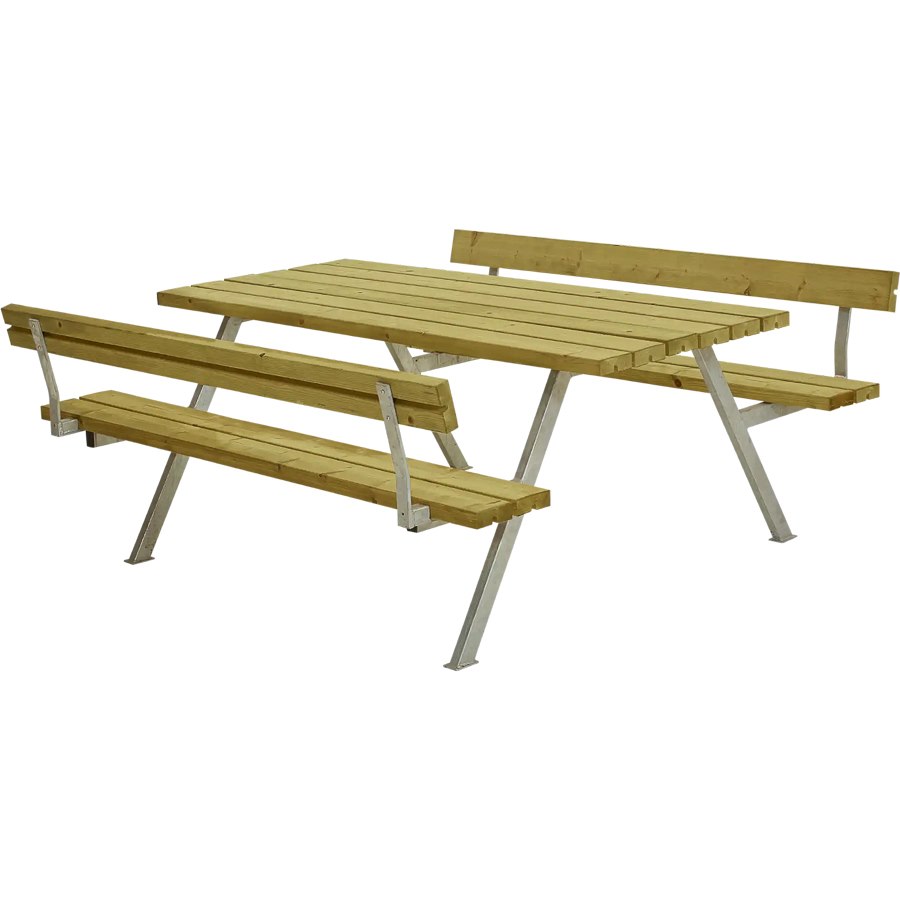 Bänkset Alpha, 6-sits, ryggstöd, natur