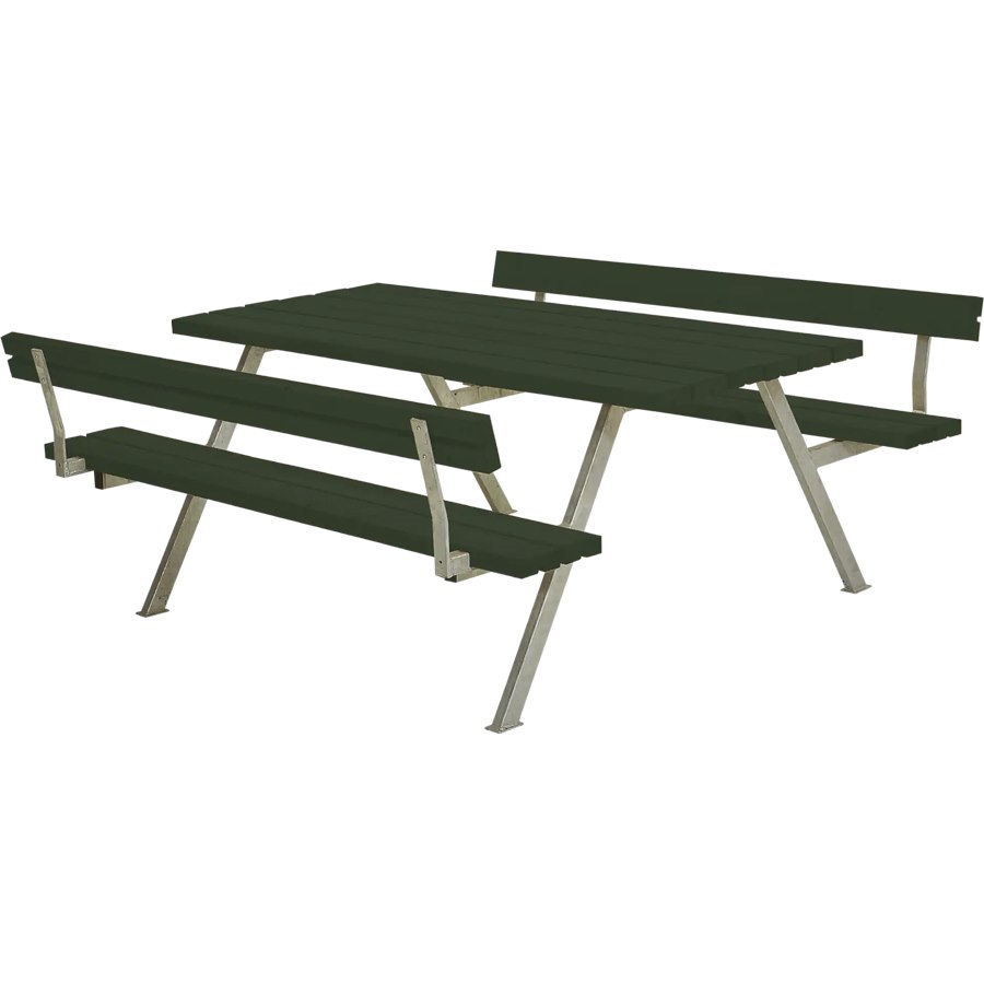 Bänkset Alpha, 6-sits, ryggstöd, grön