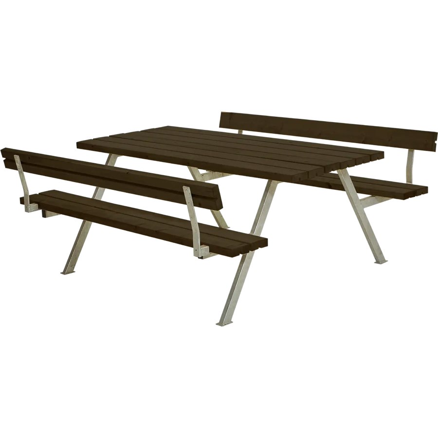Bänkset Alpha, 6-sits, ryggstöd, svart