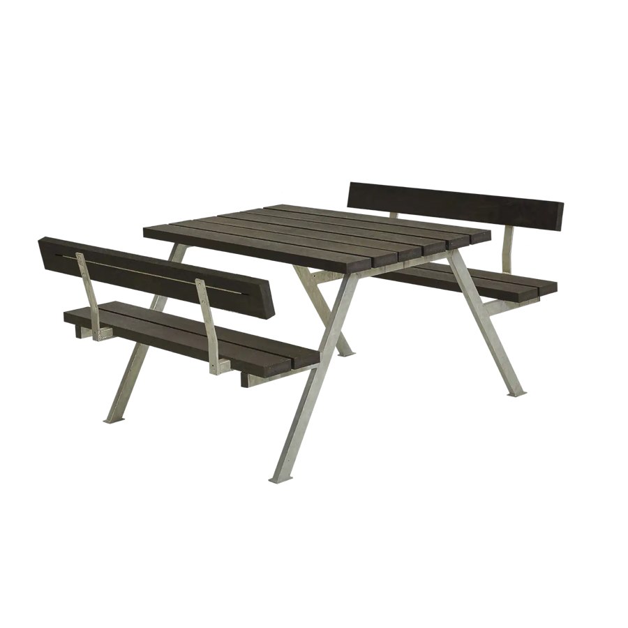 Bänkset Alpha, 4-sits, ryggstöd, ReTex, svart