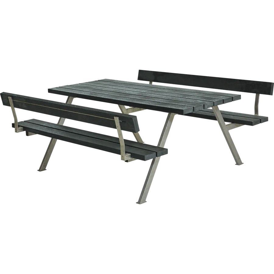 Bänkset Alpha, 6-sits, ryggstöd, ReTex, grå