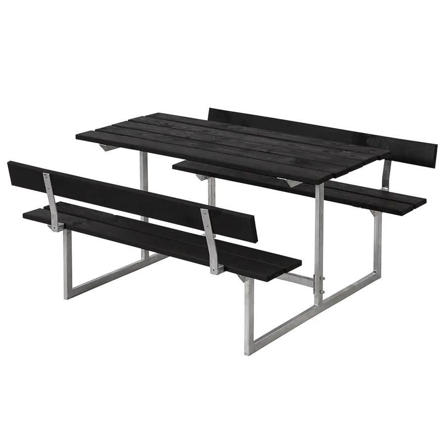 Bänkset Basic Junior, 6-sits, ryggstöd, svart